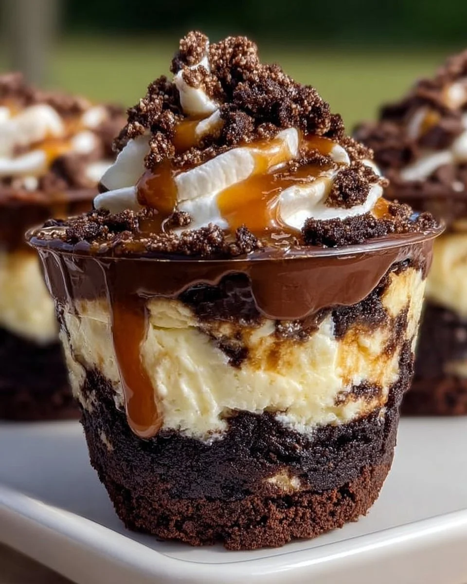 Beladene Brownie-Cheesecake-Tassen
