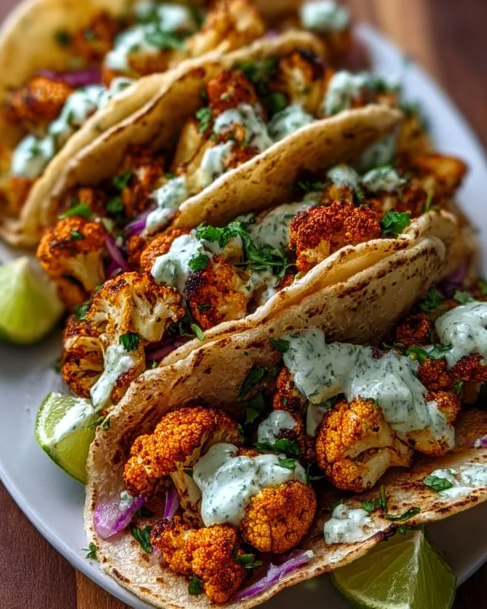 Blumenkohl-Tacos mit Koriander-Limetten-Crema