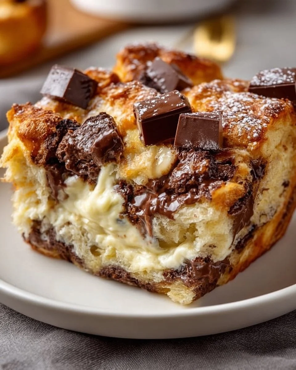 Dekadenter Schokoladen- und Frischkäse-Brotpudding