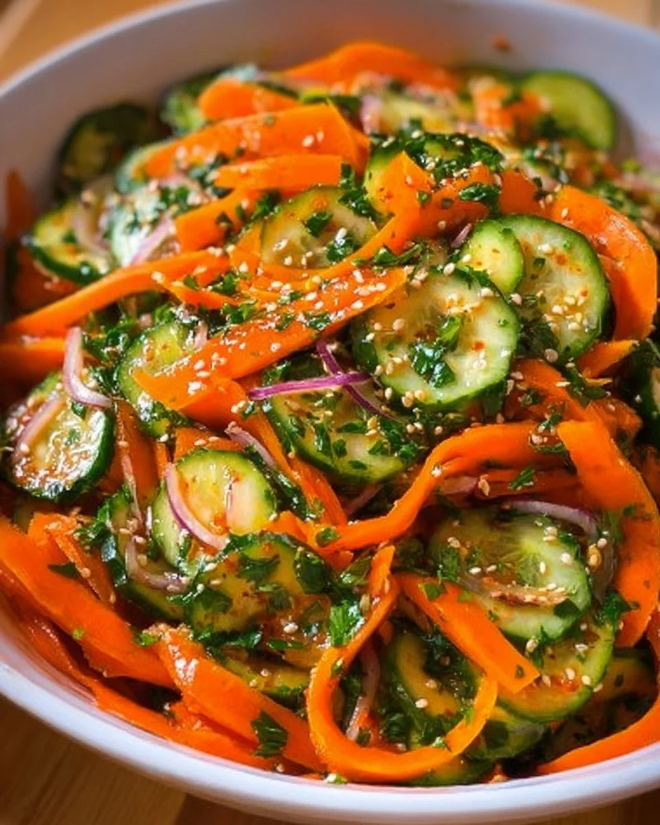 Frischer und knuspriger Gurken-Möhren-Salat Rezept