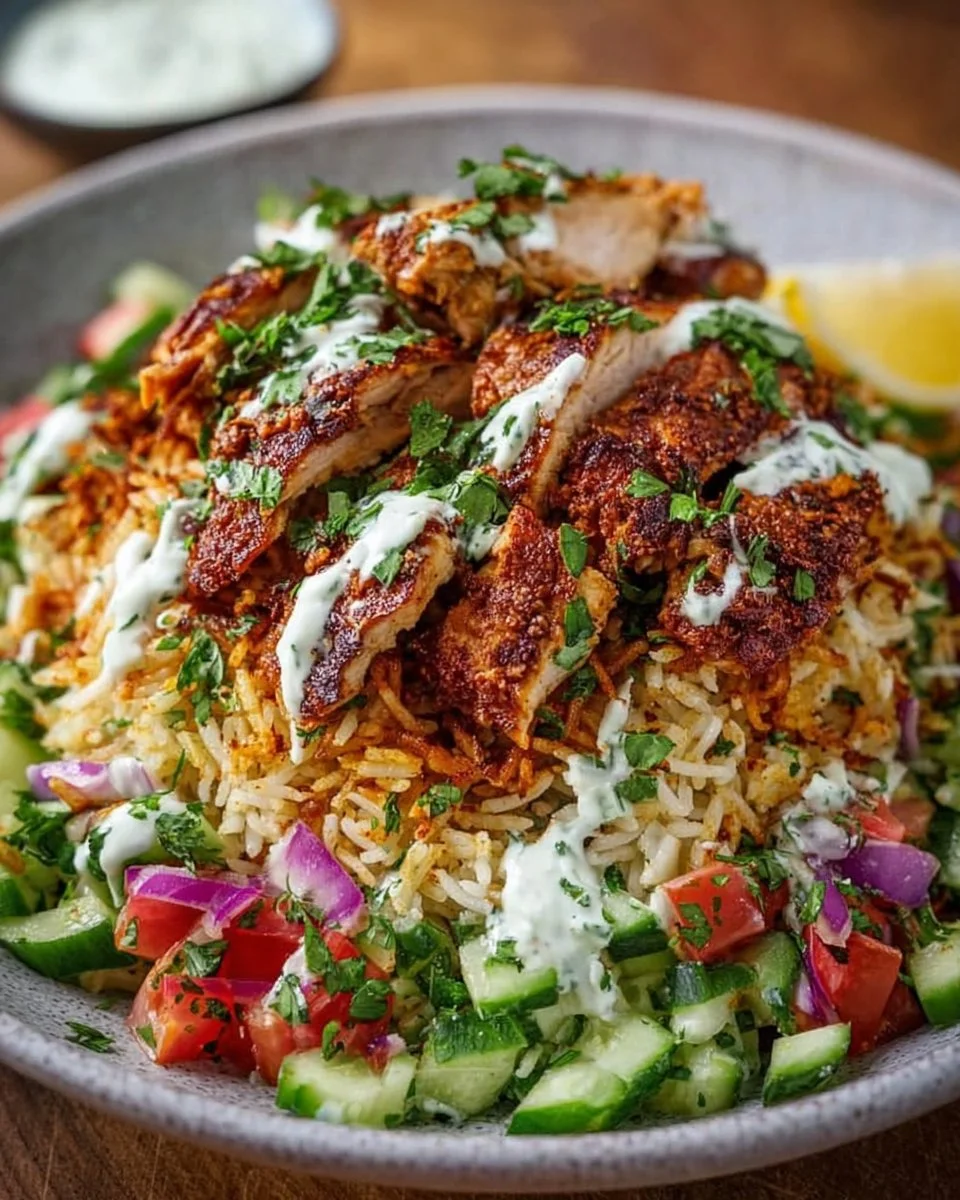 Hühnchen Shawarma mit knusprigem Reis-Salat – Einfaches Mittelöstliches Abendessen Rezept