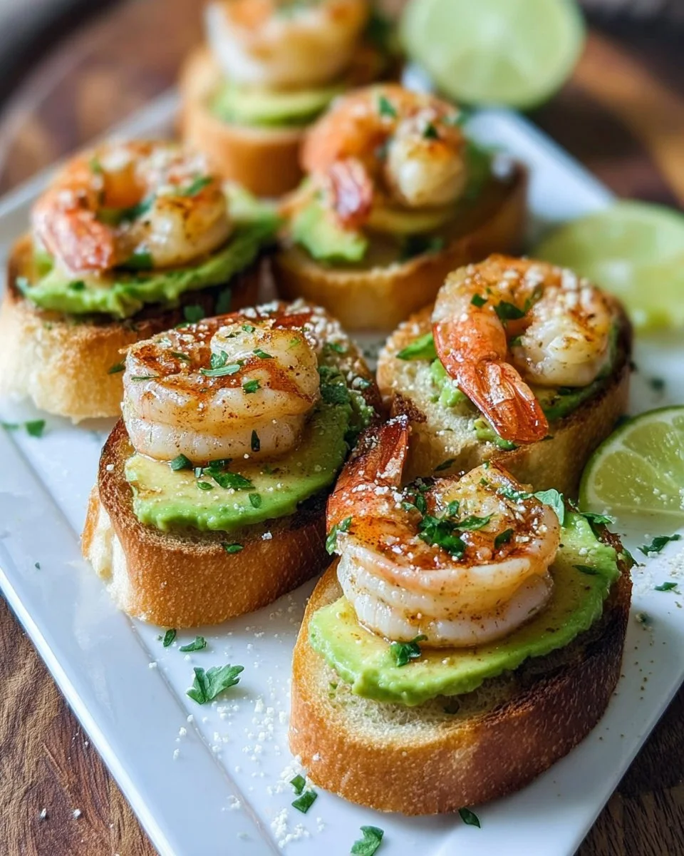 Knoblauchgarnelen-Crostini mit Avocado: Ein schmackhafter Happen im Mundgrößenformat