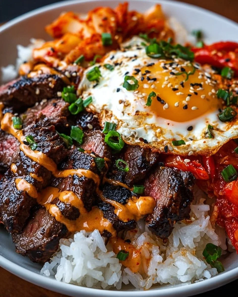 Koreanisches BBQ Steak-Reisbowl