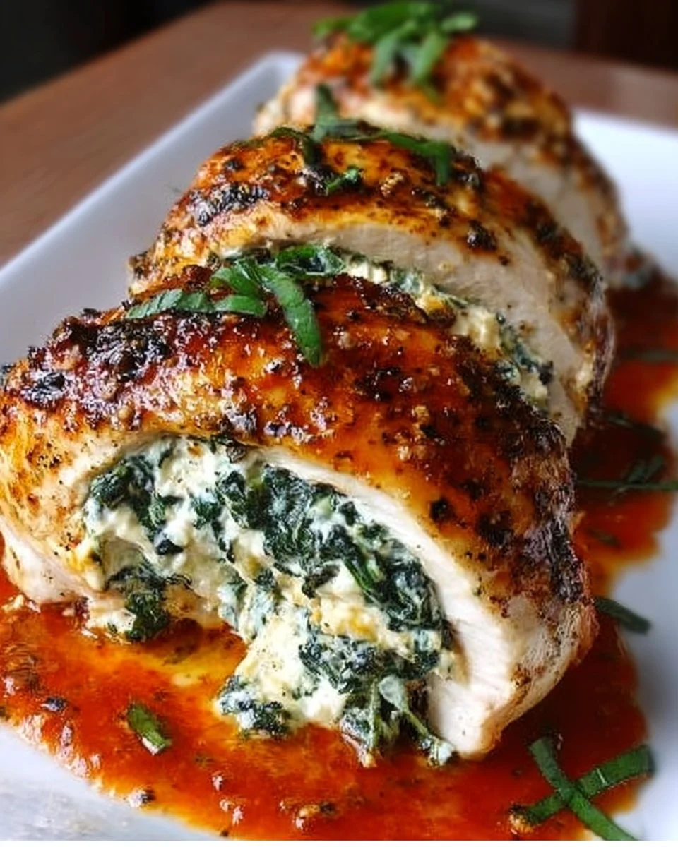 Kräuter-Ricotta gefüllte Hähnchenrouladen für ein gemütliches Abendessen erfreuen