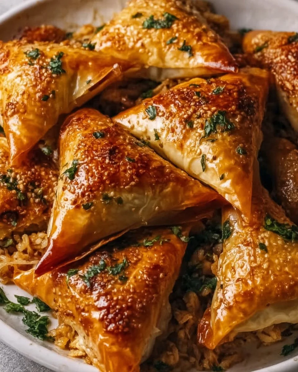 Leckere marokkanische gewürzte Hähnchen-Briouats in 20 Minuten