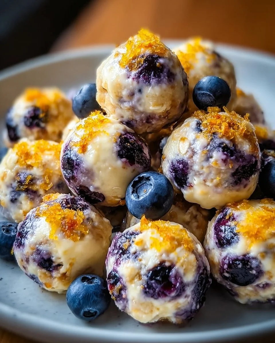 Zitronen-Blaubeer-Hüttenkäse-Protein-Bisse