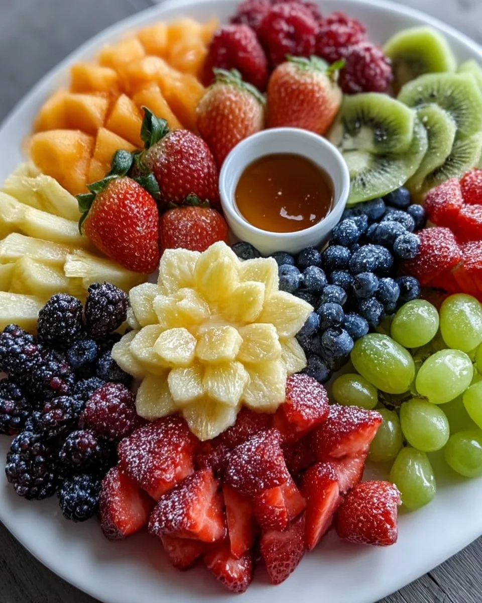 Bunte Baby-Blüten-Früchteplatte mit frischen und leckeren Früchten