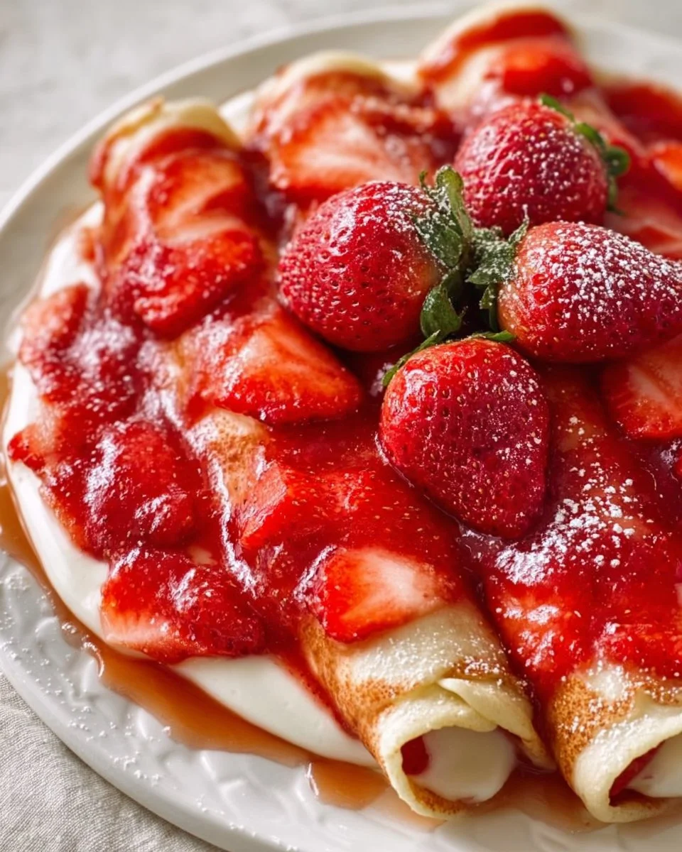 Erdbeer-Pie-Enchiladas mit frischen Erdbeeren und Sahne