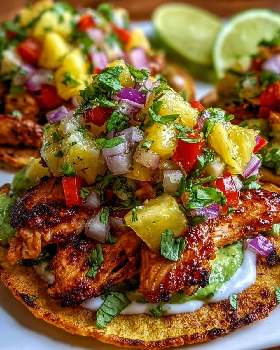 Hähnchen-Ananas-Salsa-Tostadas