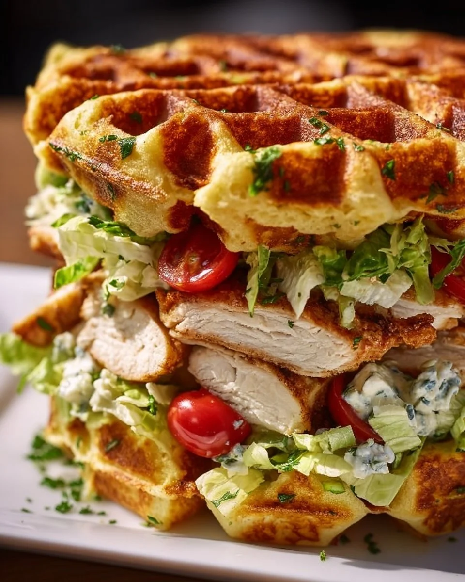 Hähnchen-Caesar-Waffel-Sandwich
