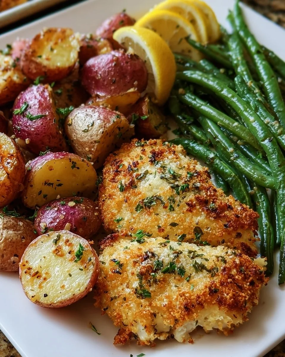 Parmesan-Käsekrusten-Hühnchen vom Blech