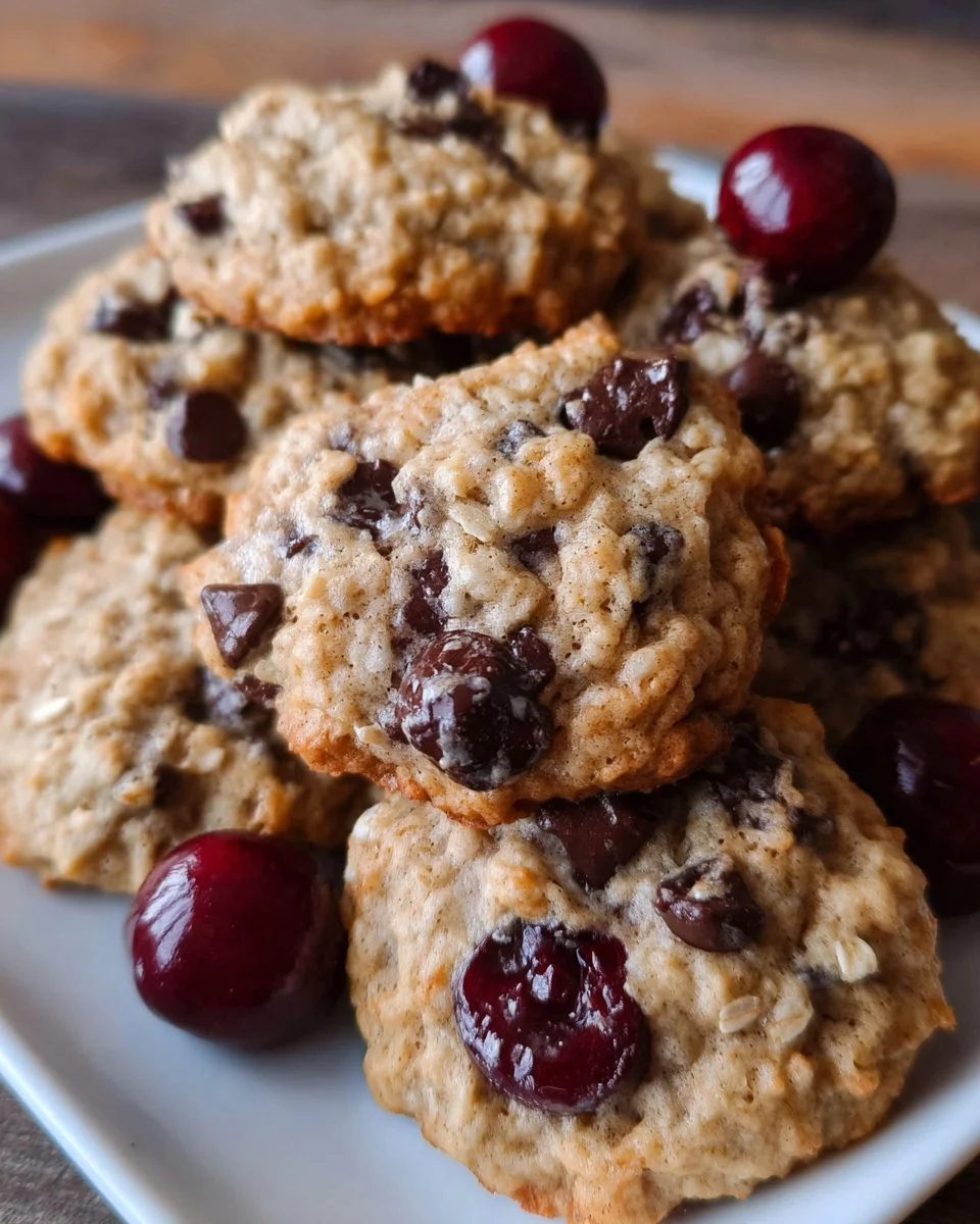 Dark Chocolate Cherry Oatmeal Cookies