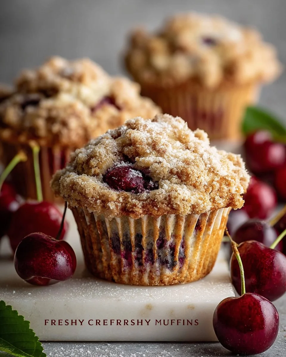 Fresh Cherry Muffins with Streusel