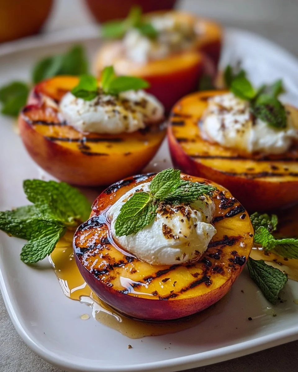 Grilled Nectarines with Burrata and Honey