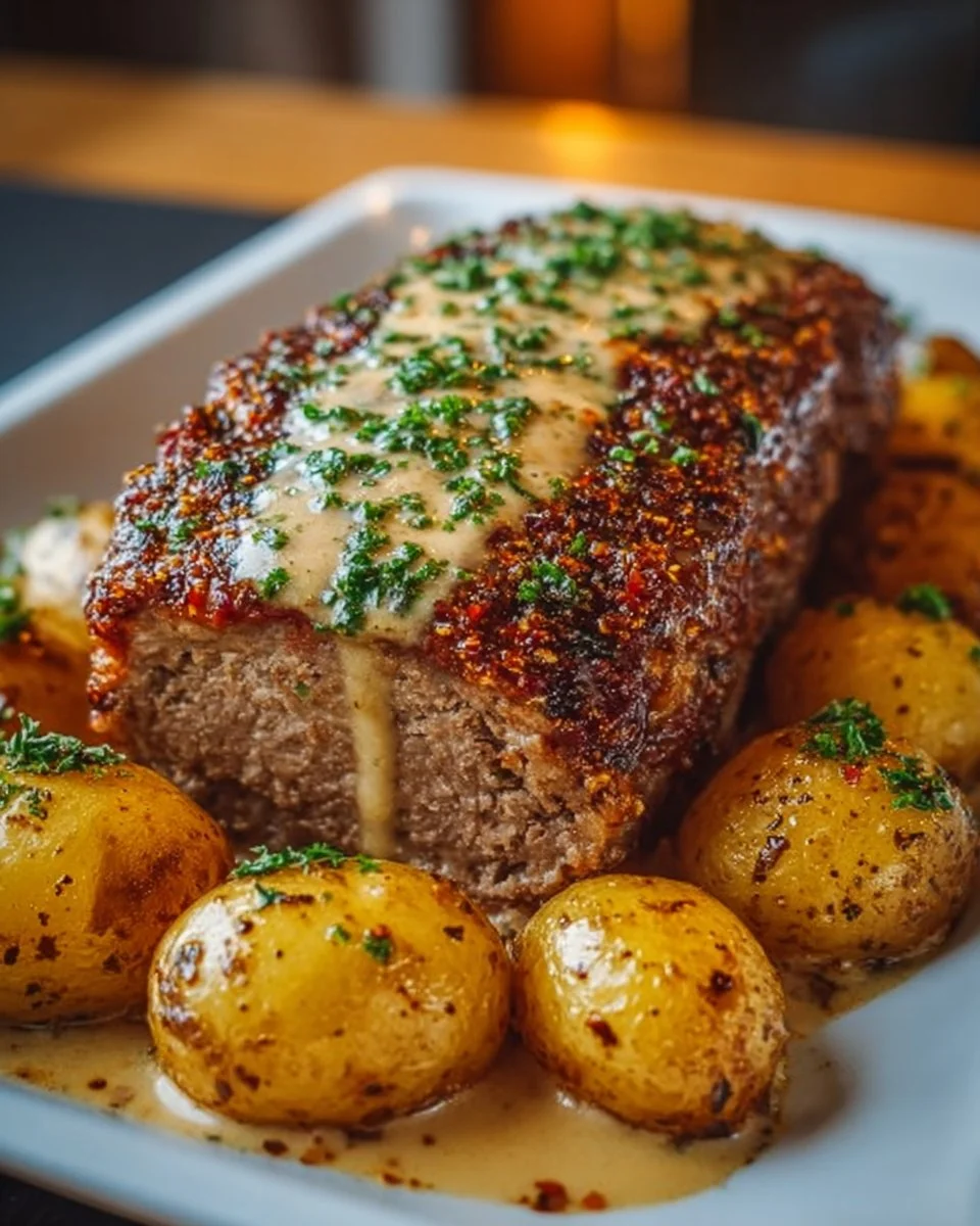 Hackbraten mit Kartoffeln in Sahne 2