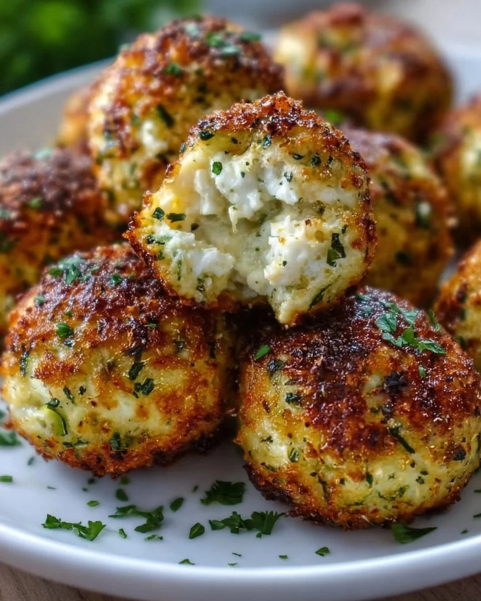 Knusprige Zucchini-Feta-Bällchen aus dem Ofen