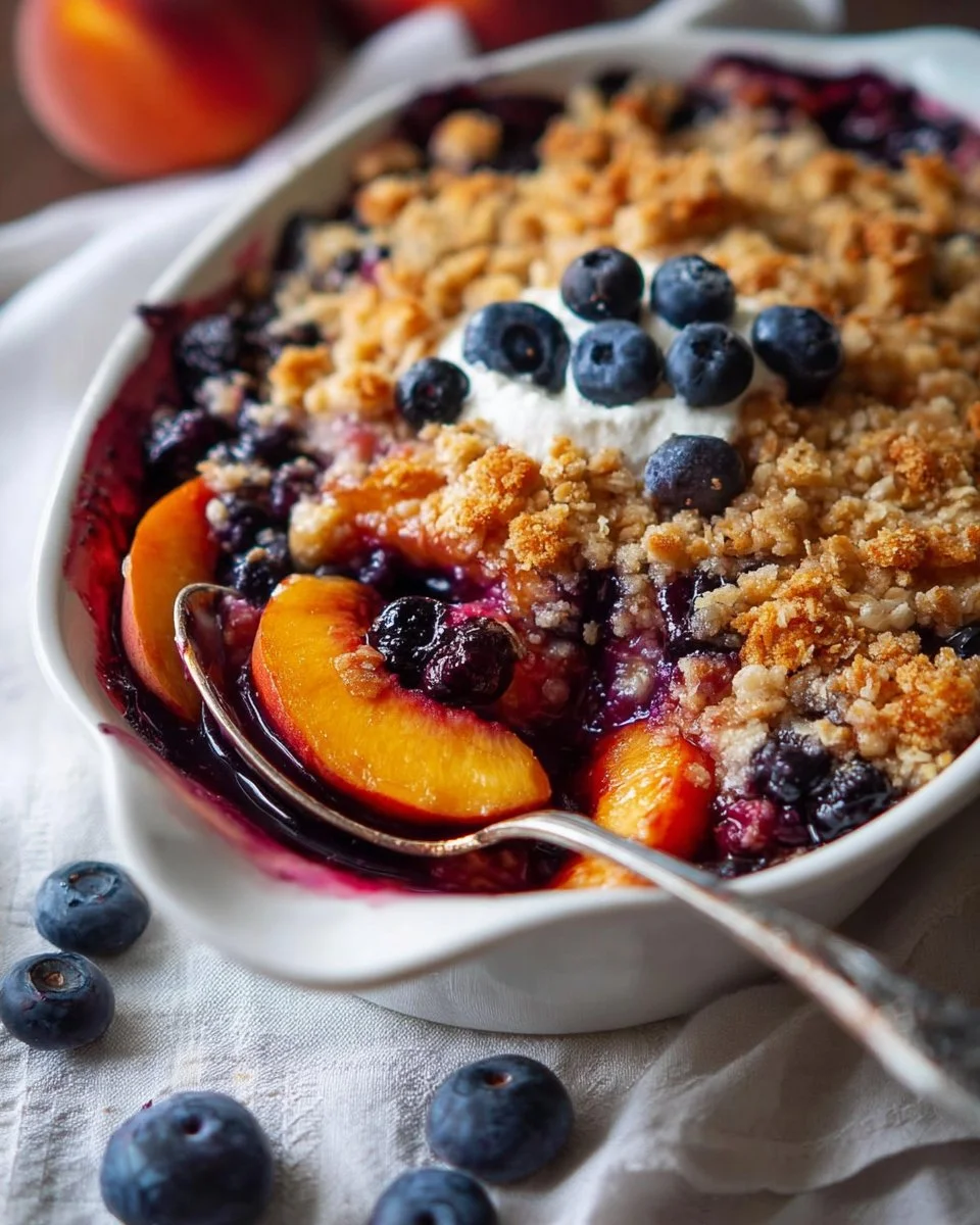 Peach and Blueberry Crisp