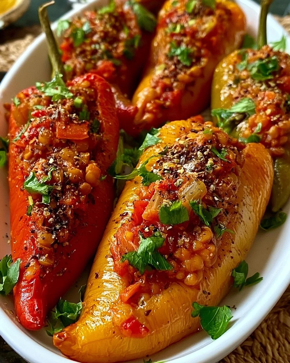 Gefüllte Spitzpaprika mit roten Linsen: Ein unglaubliches, ultimativer Genuss für 4